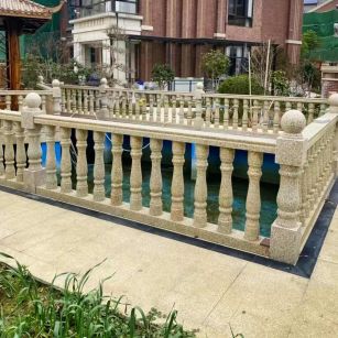 武汉黄金麻花岗岩石材栏杆，扶手，将军柱，花瓶柱