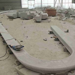 武汉 芝麻白花岗岩弧形花坛石，坐凳石