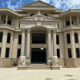 武汉 黄金麻别墅外墙干挂，大柱，大象，蘑菇石，雕花板