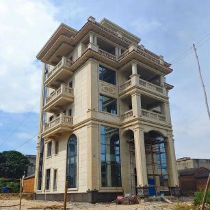 武汉 黄金麻花岗岩石材别墅外墙干挂搭配（雕花栏杆花瓶柱门楼罗马柱）