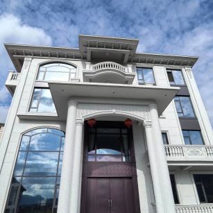 武汉白麻别墅外墙干挂石材效果示例