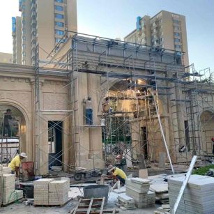 武汉 黄金麻荔枝面花岗岩小区门楼外墙干挂