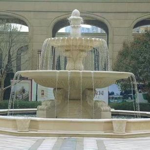 武汉 黄金麻花岗岩异型加工——户外庭院石雕流水喷泉