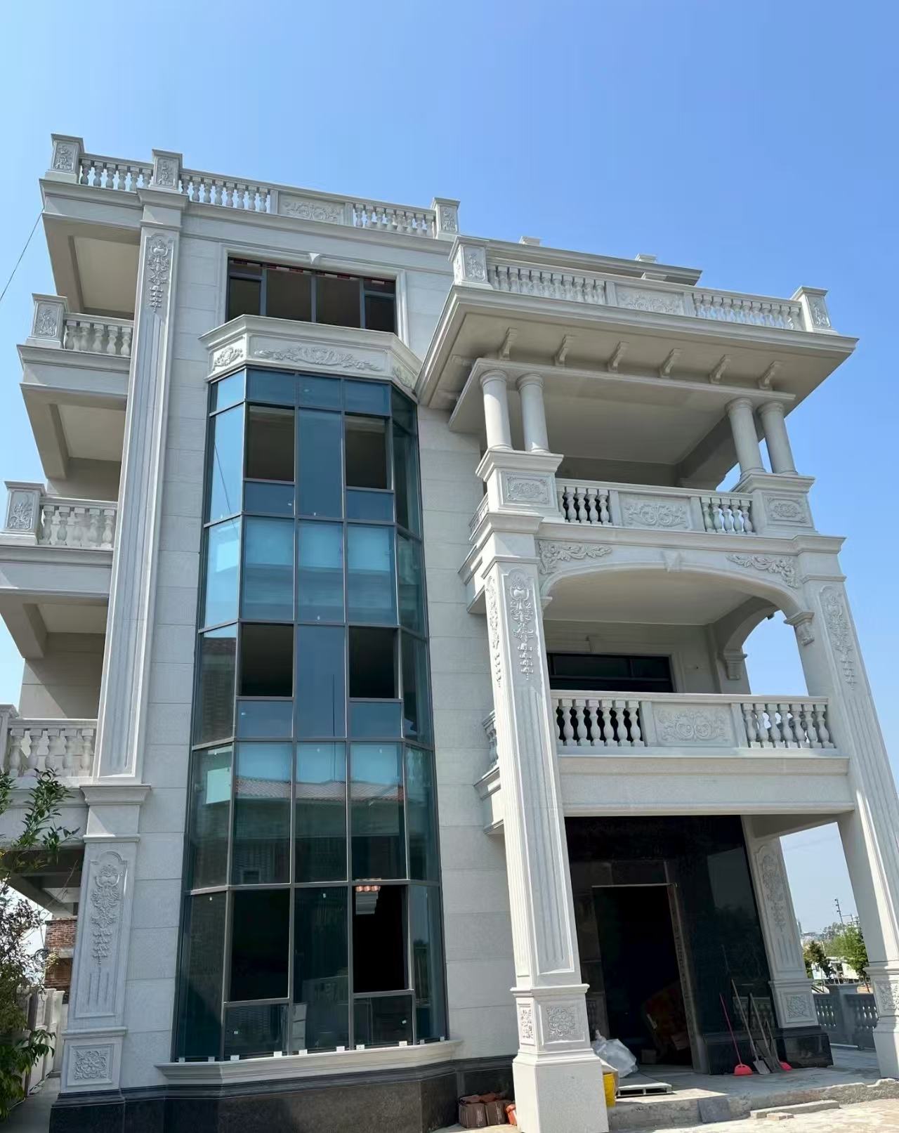 武汉 白麻花岗岩别墅外墙干挂效果展示