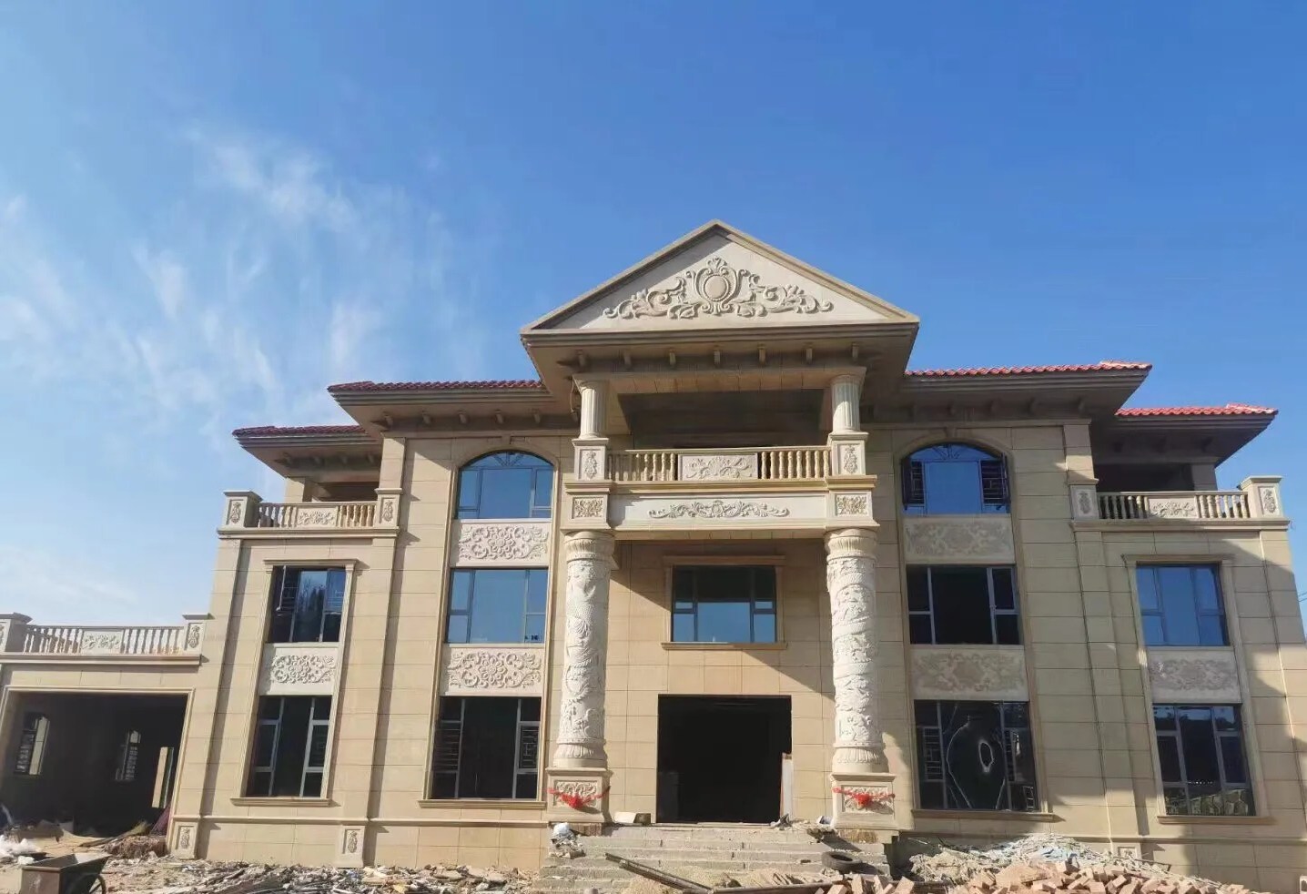 武汉 黄金麻花岗岩别墅外墙干挂