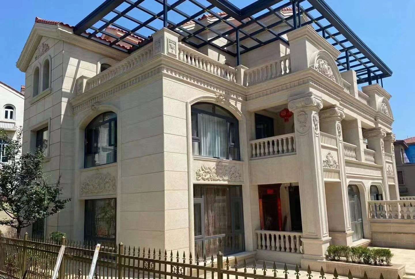 武汉 黄金麻花岗岩荔枝面别墅外墙干挂